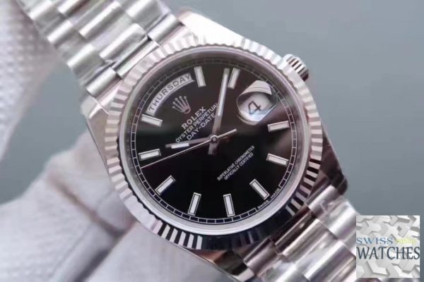 ROLEX DAY DATE BLACK DIAL SAPPHIRE CRYSTAL 41MM SWISS REPLICA 118239.1 - view 4
