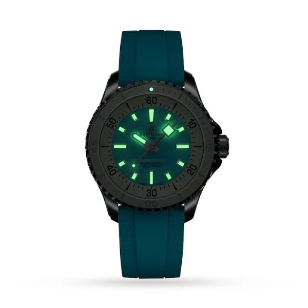 Breitling Superocean Unisex Automatic Turquoise Rubber Watch A17377211C1S1 - view 6