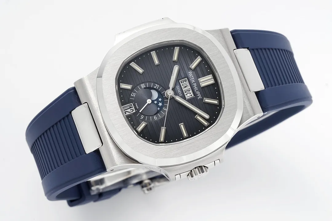 Patek Philippe Blue Nautilus Rubber Strap Watch - view 8