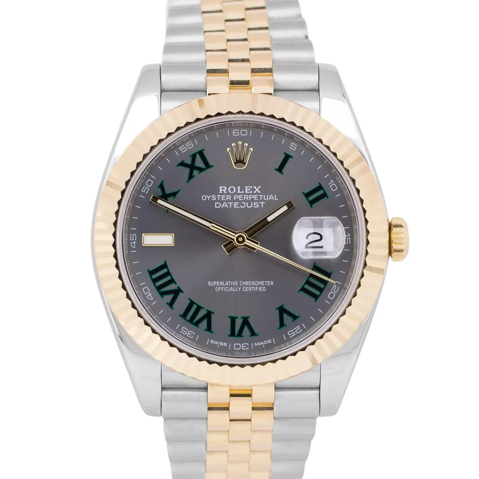 Superclone Rolex Datejust 41mm Rhodium Dial 126333 Wimbledon Flutted / Jubilee - view 3